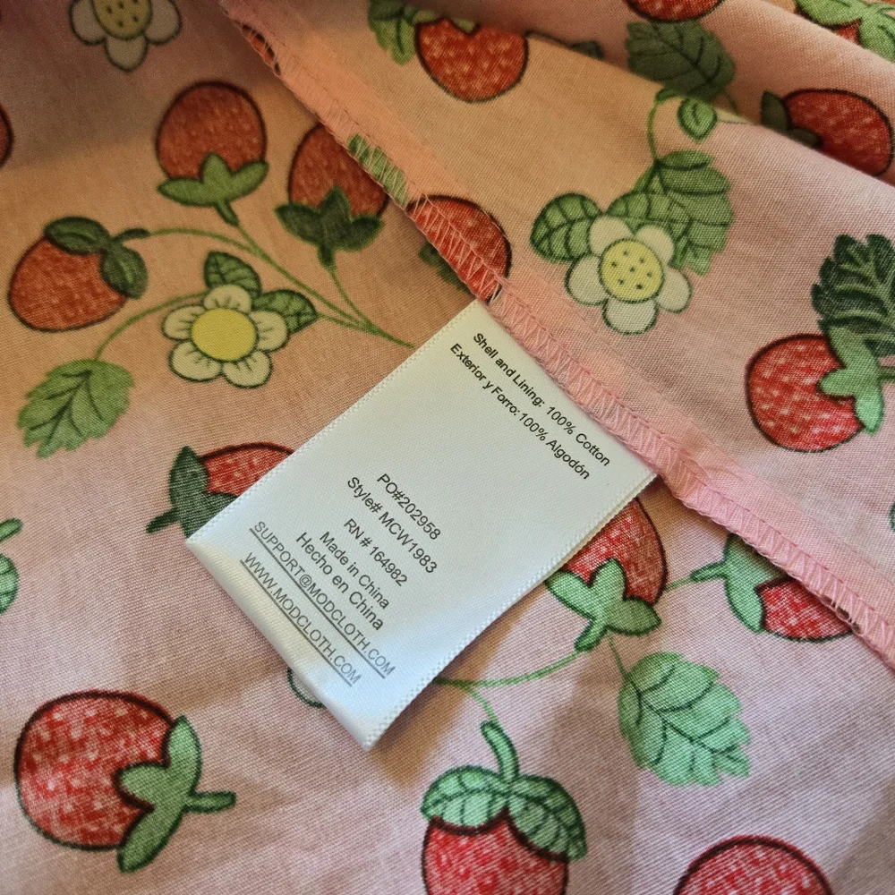 NWT ModCloth What's the Scoop A-Line Strawberry Print Dress with Pockets Size L - Picture 12 of 14
